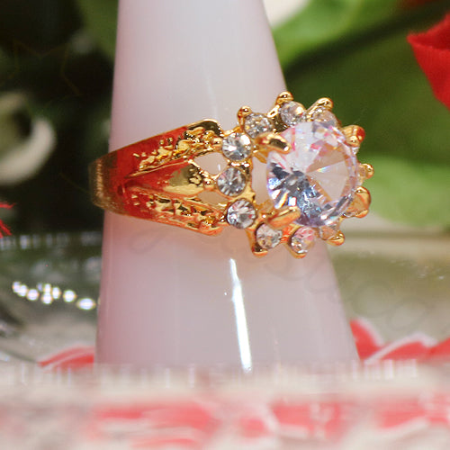 Gold-Tone Burst Zircon Ring in Clear