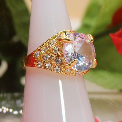 Gold-Tone Glitz Zircon Ring in Clear