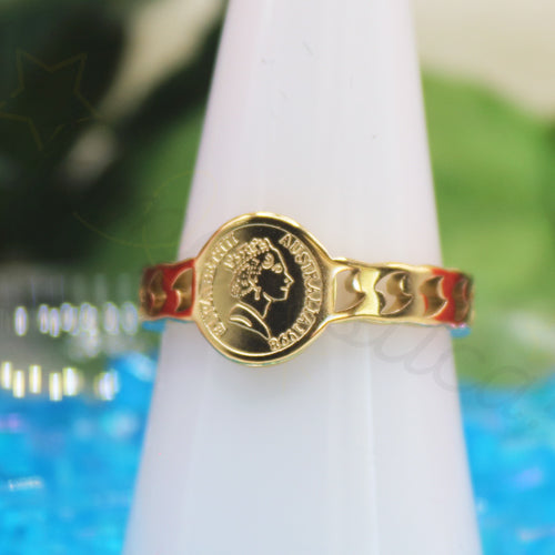 Queen Gold Tone Signet Ring