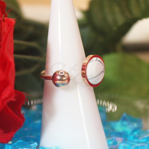 Orbit Rose Gold and Marble Enamel Ring