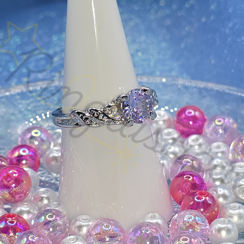 Knotted Silver-Tone Ring in Amethyst