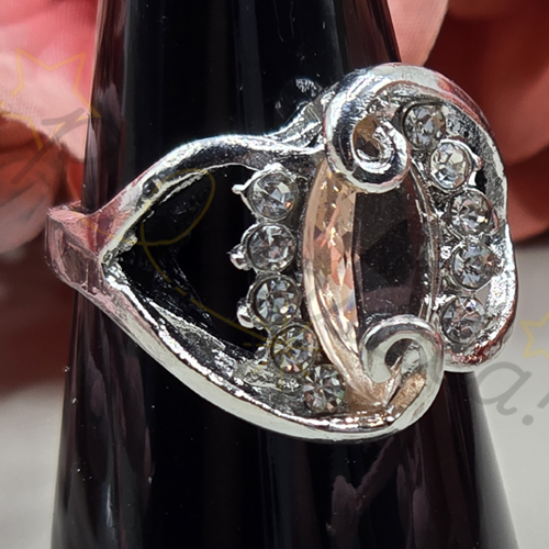 Silver-Tone Coil Zircon Ring in Champagne