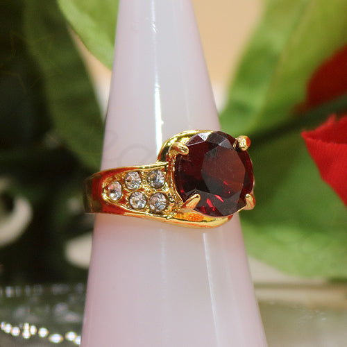 Gold-Tone Wrapped Zircon Ring in Red