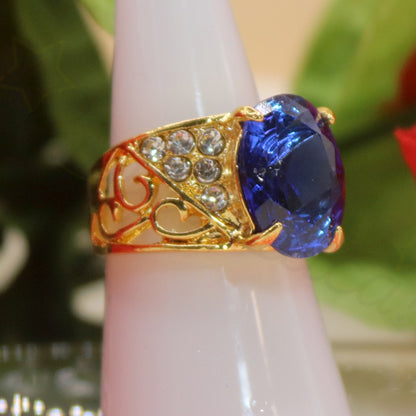 Gold-Tone Arbor Zircon Ring in Blue (Flawed)