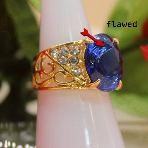 Gold-Tone Arbor Zircon Ring in Blue (Flawed)
