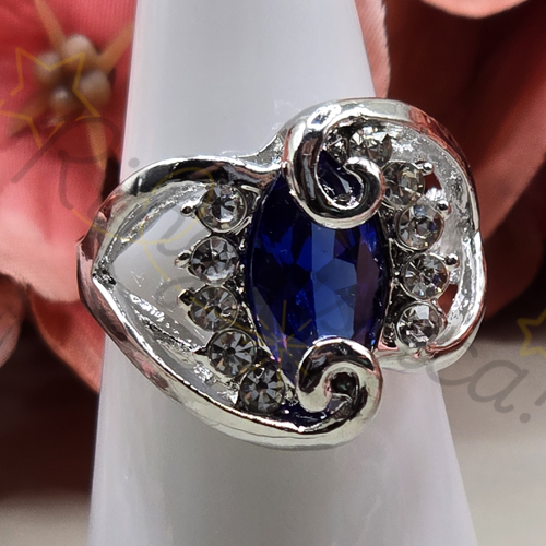 Silver-Tone Coil Zircon Ring in Tanzanite