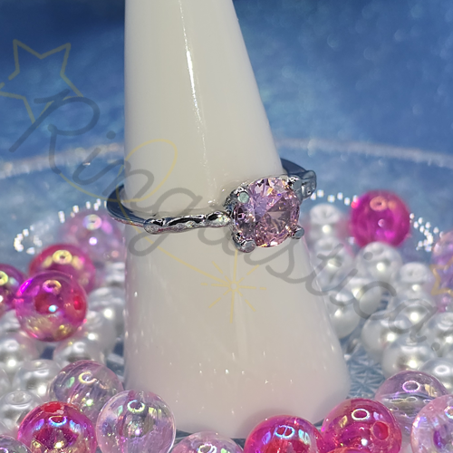 Dripped Silver-Tone Ring in Pink