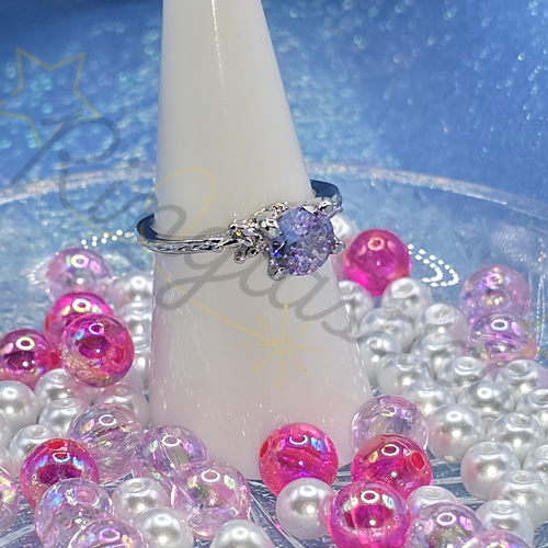 Trident Silver-Tone Ring in Clear